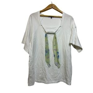 BARBARA BUI Made in Portugal White tie scarf Neck Short sleeve Size T2 2X